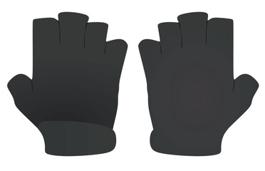 Black half finger gloves. vector illustration - obrazy, fototapety, plakaty