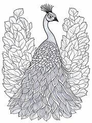Fototapeta na wymiar Peacock coloring pages for kids