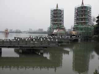 KAOHSIUNG, TAIWAN - January 1, 2024 :Scenery of “Zuoying Lotus Pond” in Kaohsiung, Taiwan
