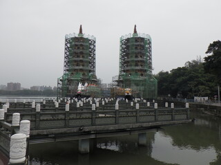 KAOHSIUNG, TAIWAN - January 1, 2024 :Scenery of “Zuoying Lotus Pond” in Kaohsiung, Taiwan
