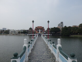KAOHSIUNG, TAIWAN - January 1, 2024 :Scenery of “Zuoying Lotus Pond” in Kaohsiung, Taiwan