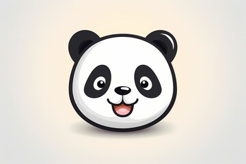 A playful and charming panda face logo illustration, characterized by adorable features and a friendly demeanor, perfectly isolated on a sleek solid surface