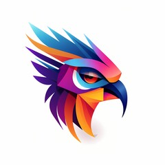 Fototapeta na wymiar A playful bird face logo with vibrant colors and dynamic features