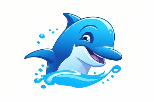 A playful dolphin face logo with a cheerful expression