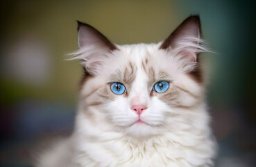 Beautiful young white purebred Ragdoll cat