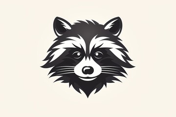 A playful raccoon face logo with a mischievous expression