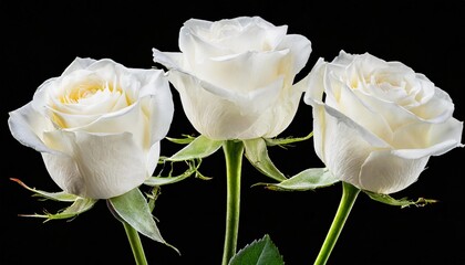 png three white roses isolated on transparent