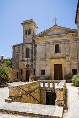 Facade of the Church of St. Agatha in Rabat (Malta) and staircase leading to the crypt and catacomb. - 732699732