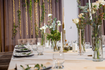 Wedding decor in a laconic style in warm colors