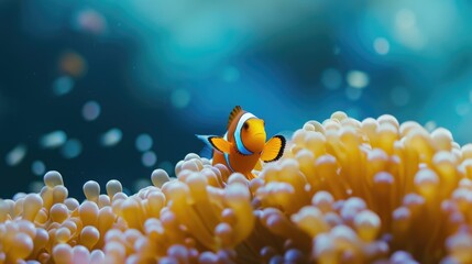 Naklejka na ściany i meble clownfish swimming in anemones