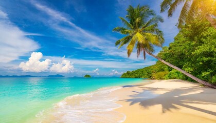 beautiful amazing beach tropical shore background as summer landscape white sand calm sea sky...