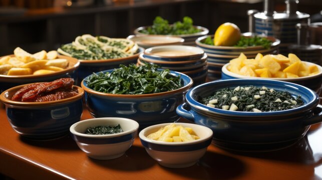 Assorted Food Bowls on a Table