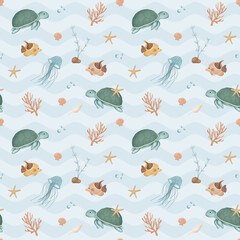 Underwater Animals Seamless Pattern