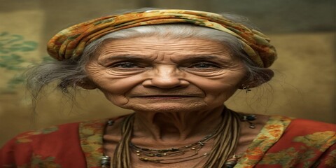 Obraz premium Senior Old Woman Pic | Grandmother Mature Lady | Smiling Wrinkles Older Lady