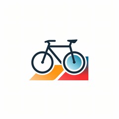 A sleek and modern bicycle logo, representing speed and mobility, with clean lines and bold colors, on a white background.