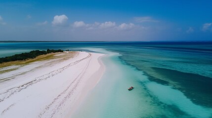 Fototapeta na wymiar Travel and Tourism Conceptual Photo of Tropical Beach with white sand