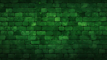 Green neon brick wall. Generative AI