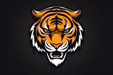 A sleek and modern tiger face logo illustration, conveying power and agility, isolated on a clean and contemporary solid backdrop for a distinctive brand mark