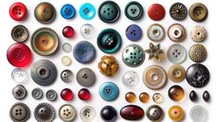 Diverse Collection of Assorted Buttons in Various Colors and Designs