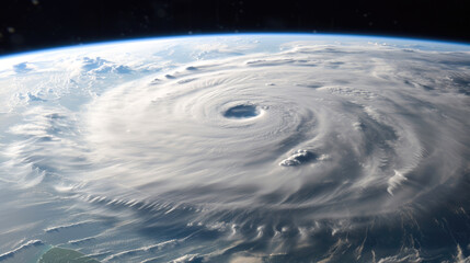 Fototapeta na wymiar Aerial View of a Giant Hurricane from Space
