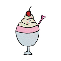 Strawberry ice cream and whip cream 