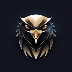 A sophisticated and sleek falcon face logo illustration, representing speed and precision, set against a dark and mysterious solid background