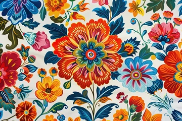 Deurstickers Pattern with bright flowers. © Robert