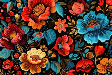 Tuinposter Pattern with bright flowers. © Robert