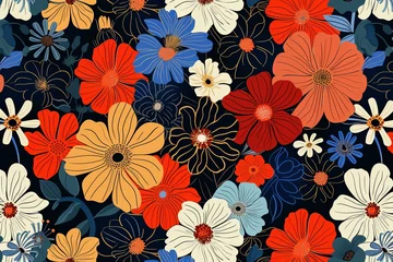 Rucksack Pattern with bright flowers. © Robert