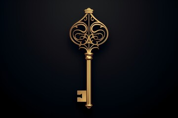 Fototapeta na wymiar A timeless and classic key symbol logo illustration, representing access and security, standing out against a refined and luxurious solid background