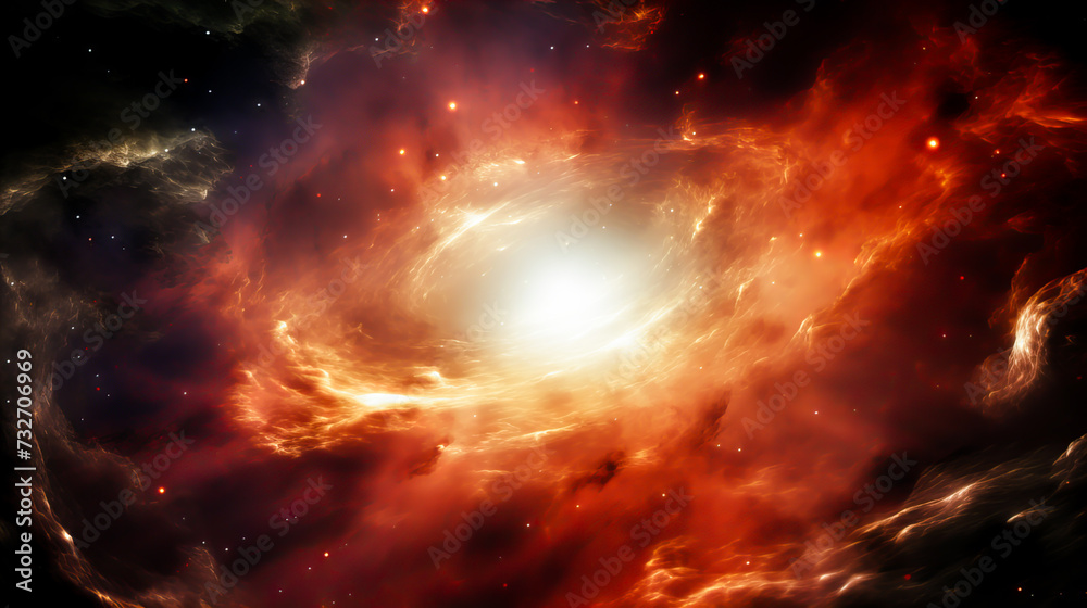 Canvas Prints fiery explosion in space, computer generated abstract background. red and orange nebula with stars a