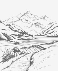 Fototapeta na wymiar sketch of a landscape