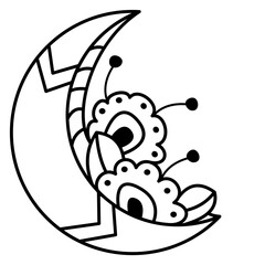 Abstract moon tattoo.. Crescent pattern