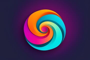 A vibrant and colorful circular symbol logo illustration, representing unity and diversity, standing out against a bold and energetic solid background