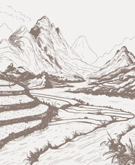 Fototapeta na wymiar sketch of a landscape