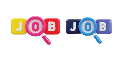 Job vacancy icon with search bar icon 3d rendering vector illustration set