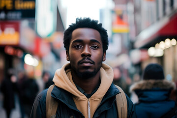 Fototapeta premium Black lives matter, black man in the street on background.