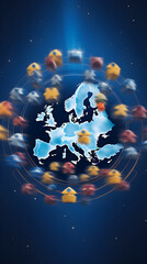 Obraz na płótnie Canvas Eurozone Representation: Economic Connectivity Between the 19 Euro-using Countries