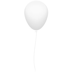 White balloon floating on black background, party decoration, celebration concept.