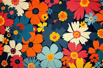 Fototapeta na wymiar Pattern with bright flowers.