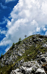 Cross on the summit of Jenner Mountain, Berchtesgadener Land, Bavaria, Germany, Europe.