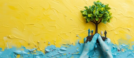 Environmental Activism banner with copy space of people participating in a peaceful protest or environmental cleanup, promoting activism and collective action for a sustainable future