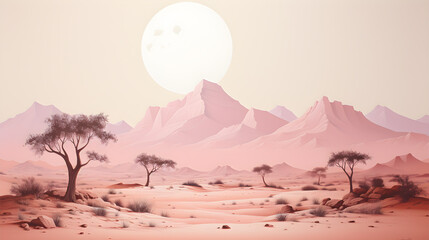 Pink Sands: A Desert Journey in Muted Hues. Generative AI