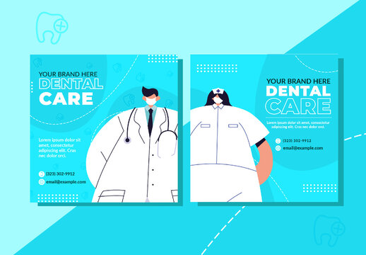 Blue And White Dental Care Clinic Health Medical Flyer Template