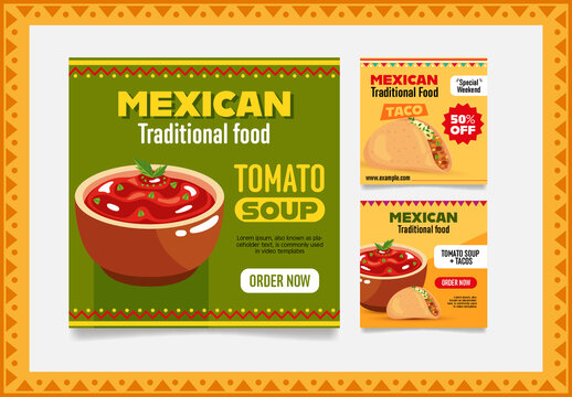 Green And Yellow Mexican Food Banner Restaurant Post Template