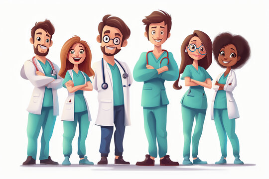 Diversity Group of Doctors Smiling at Camera. Multiracial Women and Men Doctors at Hospital. Healthcare Concept
