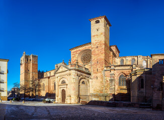 Southern facade of Sigüenza Cathedral. Guadalajara, Castilla la Mancha, Spain. - 732713510