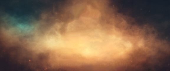 Abstract grunge background. Deep space. Blurred surface. Dark mist. Light haze. AI generated