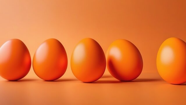 Orange Easter eggs on an orange background, close-up Easter eggs, happy Easter concept