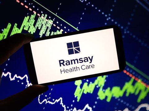 Konskie, Poland - February 09, 2024: Ramsay Health Care company logo displayed on mobile phone